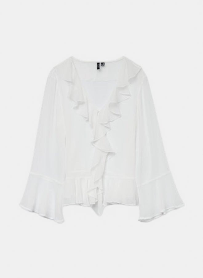 VERO MODA Womens Ina Longsleeve Frill Top
