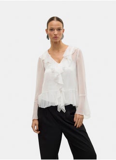VERO MODA Vmina Ls Frill Top Wvn Sb1 Exp  - Image 3