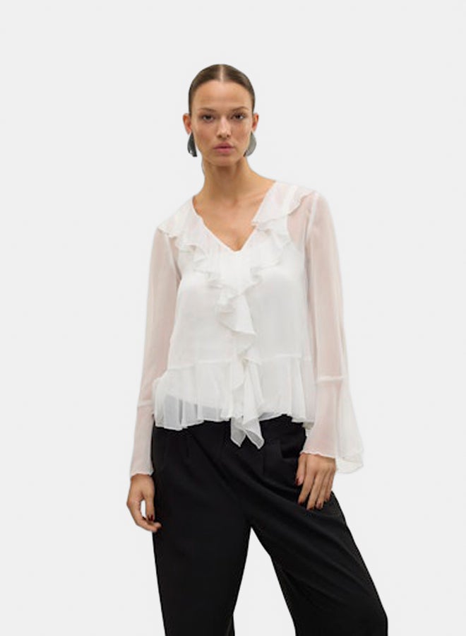 VERO MODA Womens Ina Longsleeve Frill Top