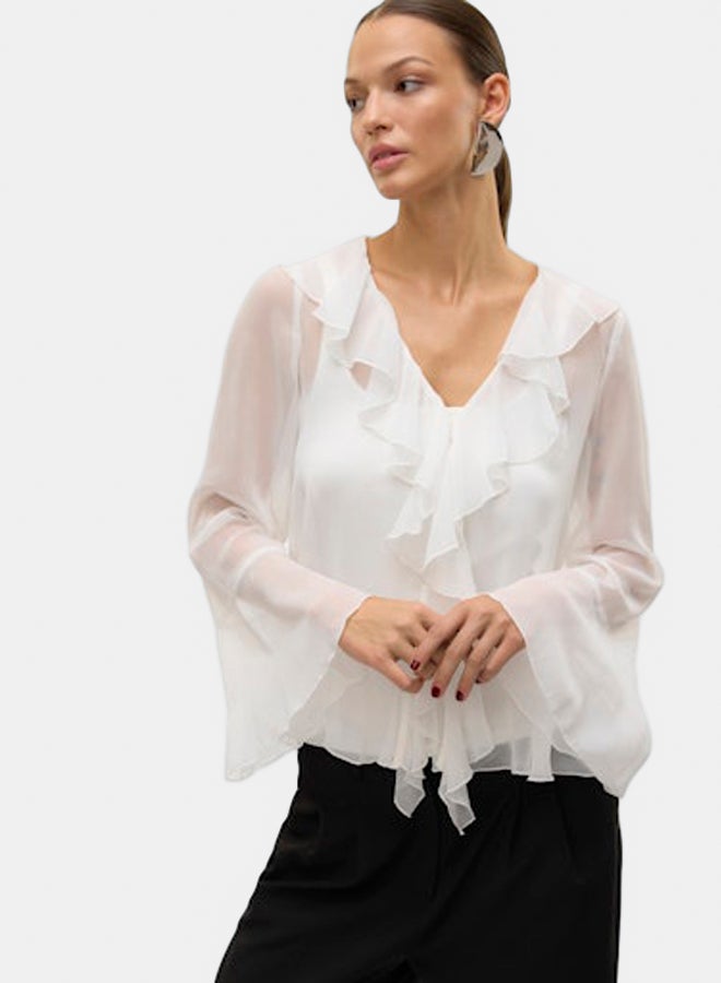 VERO MODA Womens Ina Longsleeve Frill Top