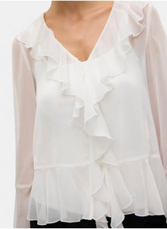 VERO MODA Vmina Ls Frill Top Wvn Sb1 Exp  - Image 5