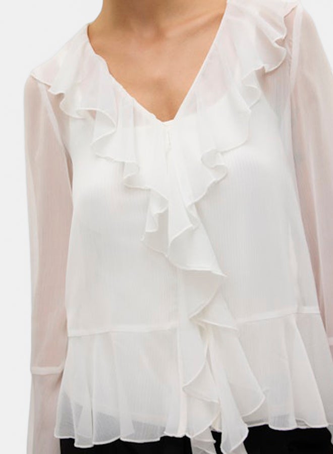 VERO MODA Womens Ina Longsleeve Frill Top
