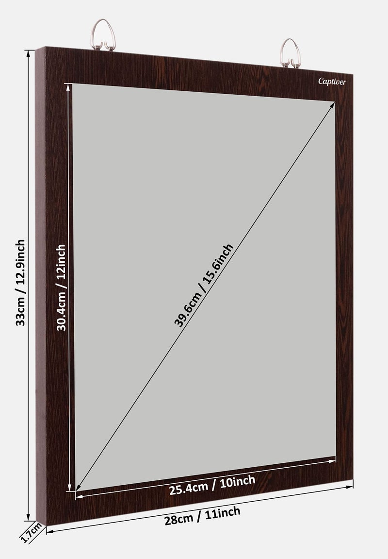 Captiver Engineered Wood Solid Base Decorative Wall Unique Mirrors (28X33 CM, Wenge) - Image 3