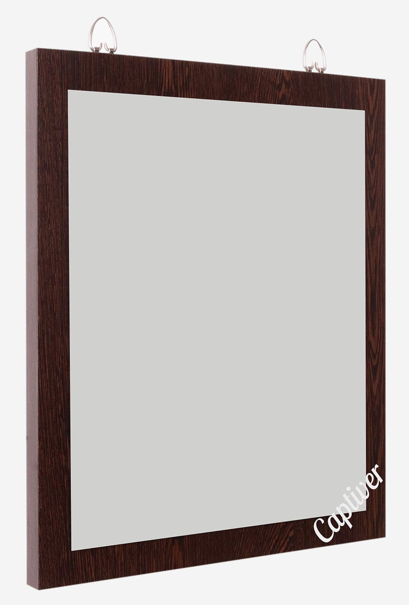 Captiver Engineered Wood Solid Base Decorative Wall Unique Mirrors (28X33 CM, Wenge) - Image 2