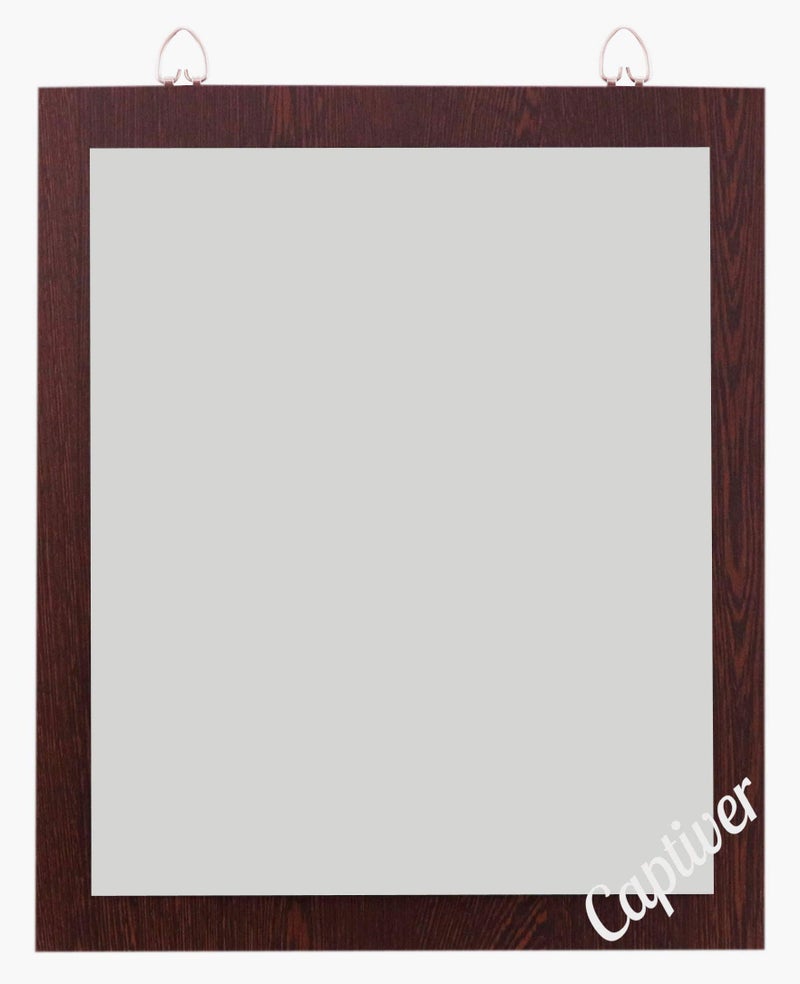 Captiver Engineered Wood Solid Base Decorative Wall Unique Mirrors (28X33 CM, Wenge) - Image 1