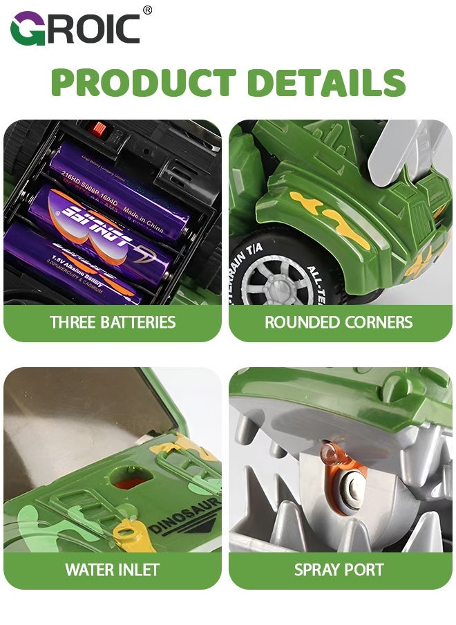 GROIC - Transforming Dinosaur Car with LED Light Music and Spray Effect, Automatic Transform Dino Spray Car 360-Degree Rotating Universal Induction Spray Light Music Dinosaur Car Toy for Kids - Image 1