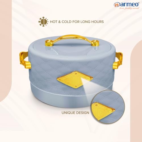 WARMEO Trinity Insulated Inner Stainless Steel Casserole, 1800ml, Sky Blue| BPA Free | Food Grade | Easy to Carry | Easy to Store | Chapati | Roti | Curd Maker - Image 2