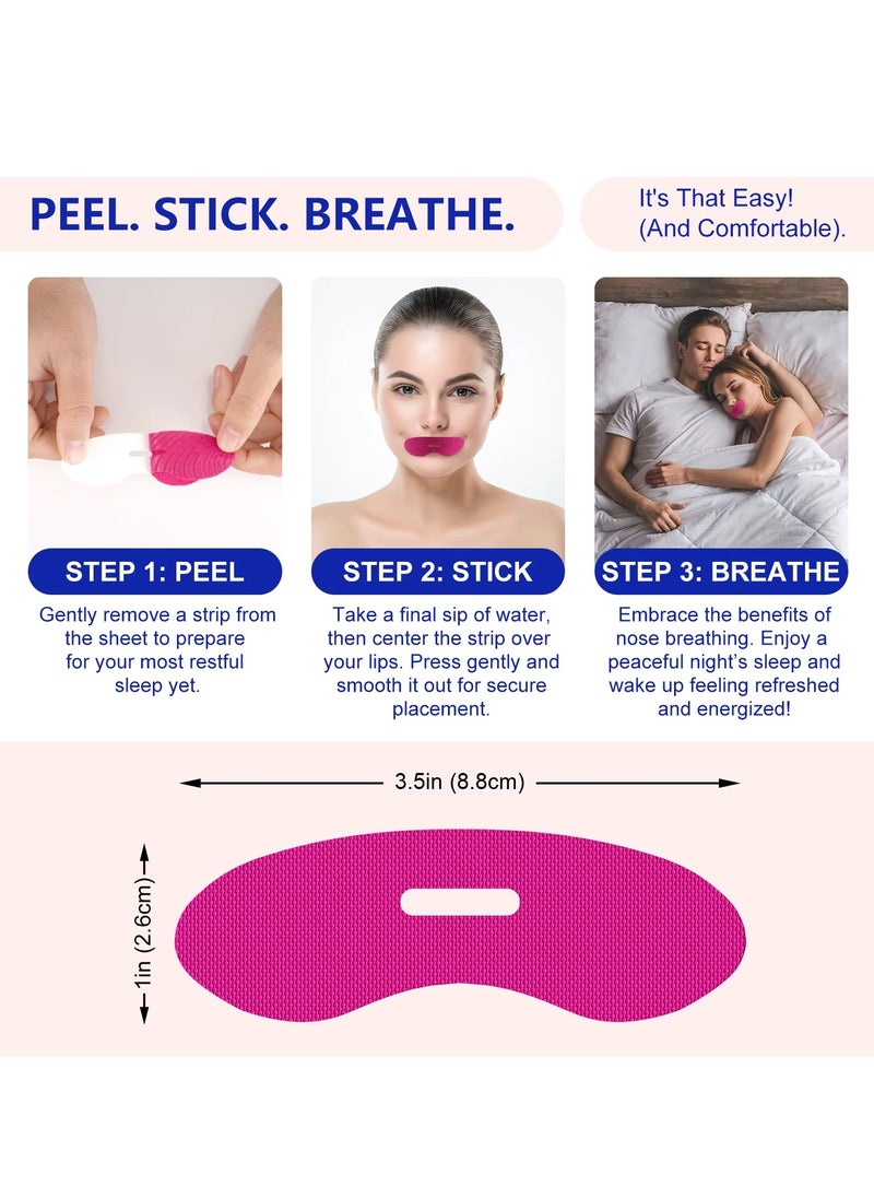 Sefudun 50 Pcs Micropore Tape Pink Mouth Tape Sleep Strips Soft and Comfortable Gentle and Secure Adhesive Mouth Strips Nose Breathing Anti Snoring Better Breathing Odour Free Sleep Strip Mouths Tape  - Image 5