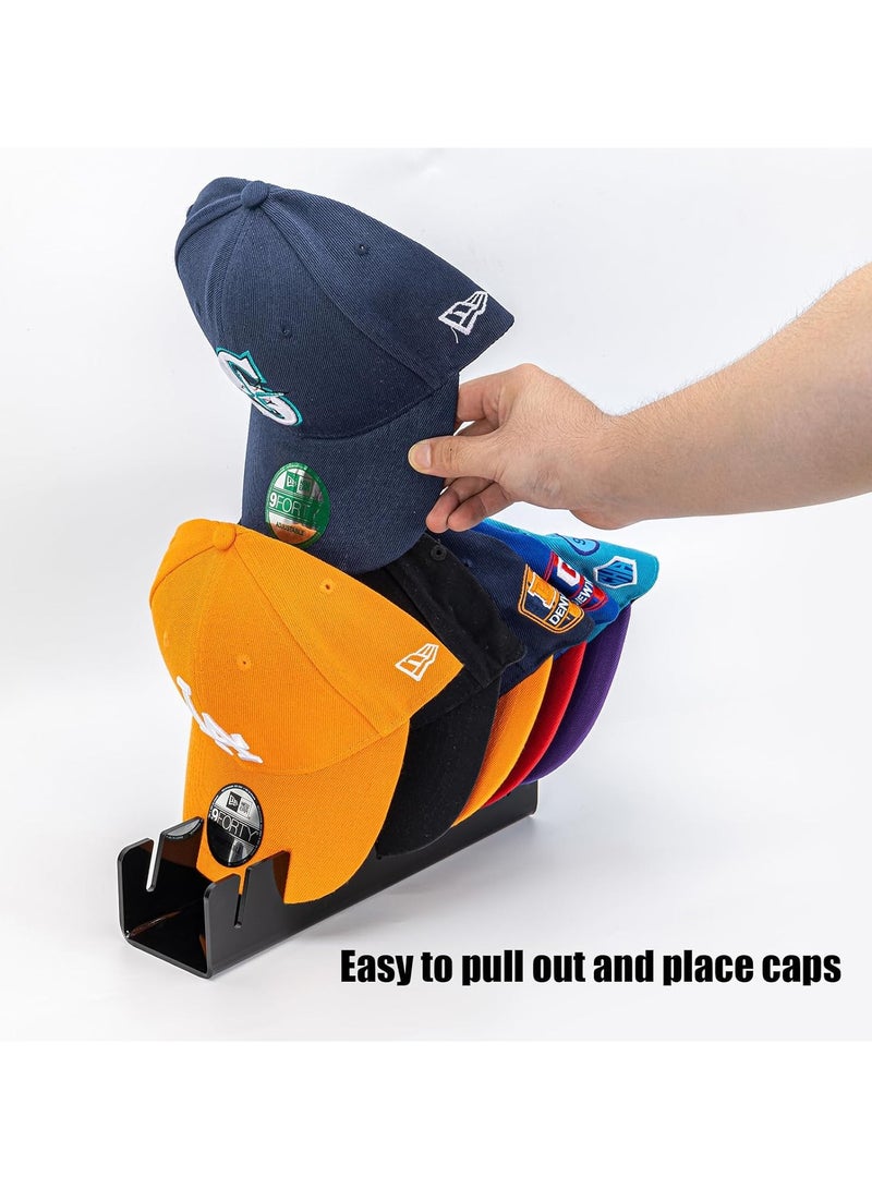 TPGP Hat Racks for Baseball Caps Display and Organizer - 2 Pack, No Install Acrylic Hat Racks for 14 Baseball Caps for Bedroom, Closet, Dresser(Black)  - Image 3
