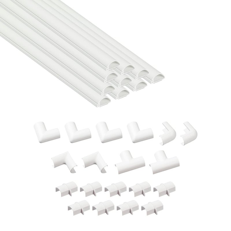 D-Line Half Round Cord Hider, Patented Cable Cover, Hide TV Wall Mount Wires, Raceway for Cords, Decorative Wire Covers, Paintable, Adhesive Cable Concealer, 10x 0.78in W x 0.39in H x 15.7in L, White - Image 1