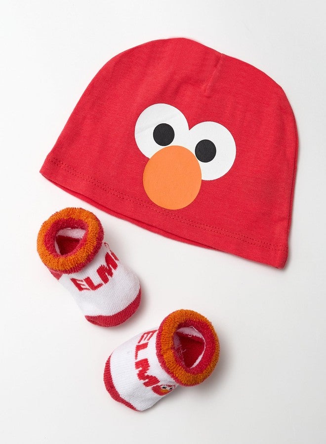 Happy Threads Sesame Street Elmo Beanie Hat and Booties Set - Adorable Baby Gift for Newborns and Infants (0-12M) Multicolor - Image 4