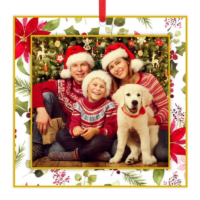 PICTURE FRAME CHRISTMAS ORNAMENTS 20253 FLORAL PHOTO FRAME CHRISTMAS TREE ORNAMENTS DECORATIONS GIFTS FOR FAMILY FRIENDS WOMEN MOM