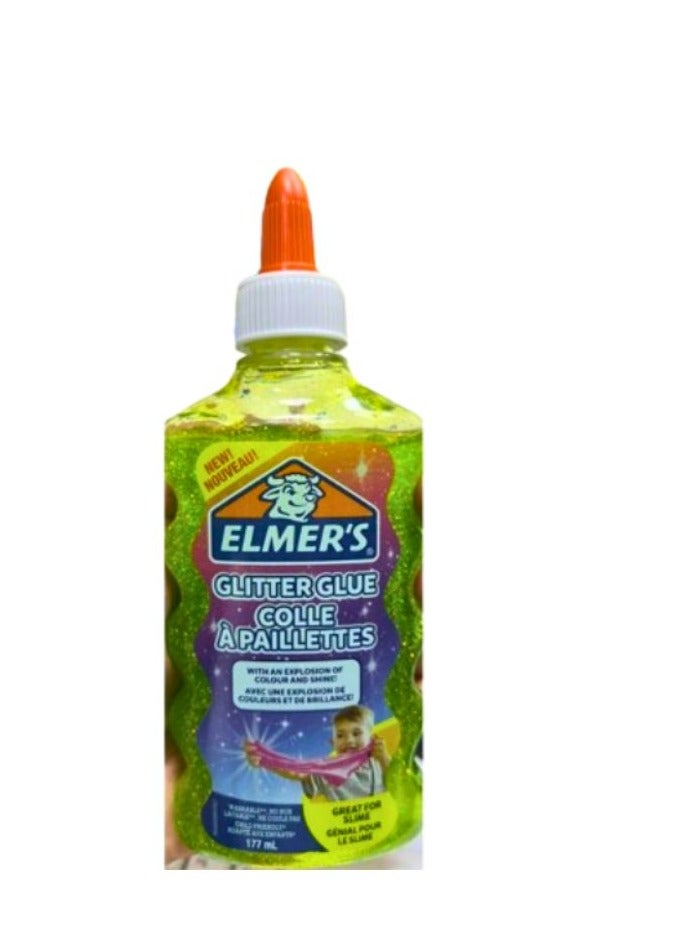 Elmers Washable Glitter Glue 177ml Green - Image 1