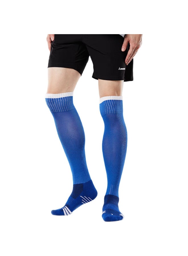 Vicleo Soccer Socks Long Tube Socks For Men, Women, Adults And Children, Competition Thickened Non-Slip Terry Bottom Sports Socks 6802-3 Blue M - Image 1
