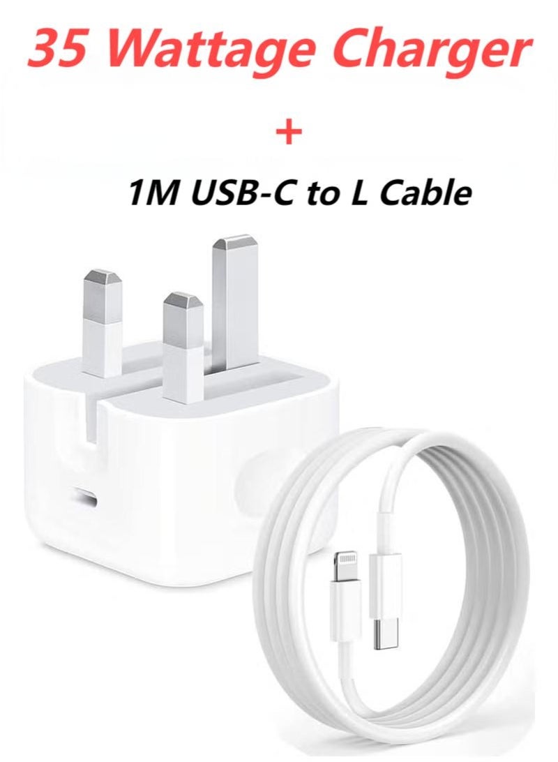 35W USB-C Fast Charger with 1M USB-C to Lightning Cable – High-Speed Charging for iPhone 14/14 Pro/14 Pro Max/13/12/SE 2020/11/XR/XS Max/X & iPad - Image 1