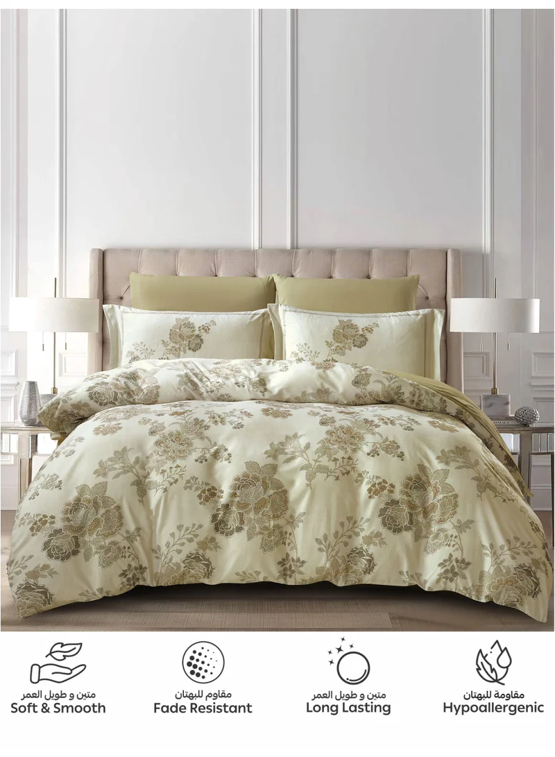 Donetella KING (200x200 cm) Digital Print Duvet cover Set, King Size Fits 200x200 cm - 6-Pcs Bed Set, ,Emirate Collection, Microfiber - 1 Duvet Cover, 1 Fitted Sheet, 2 Pillow Shams, 2 Pillowcases (Filler Not Include)  | Best Price UAE
