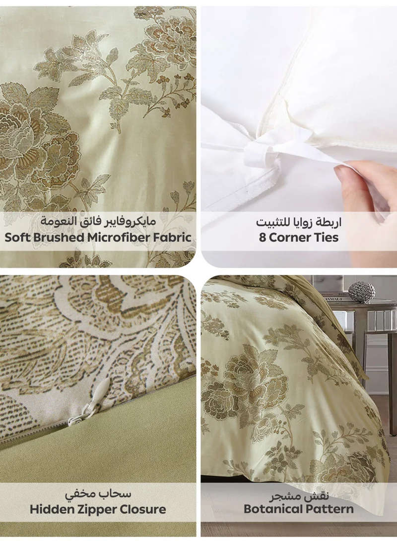 Donetella KING (200x200 cm) Digital Print Duvet cover Set, King Size Fits 200x200 cm - 6-Pcs Bed Set, ,Emirate Collection, Microfiber - 1 Duvet Cover, 1 Fitted Sheet, 2 Pillow Shams, 2 Pillowcases (Filler Not Include)  | Best Price UAE