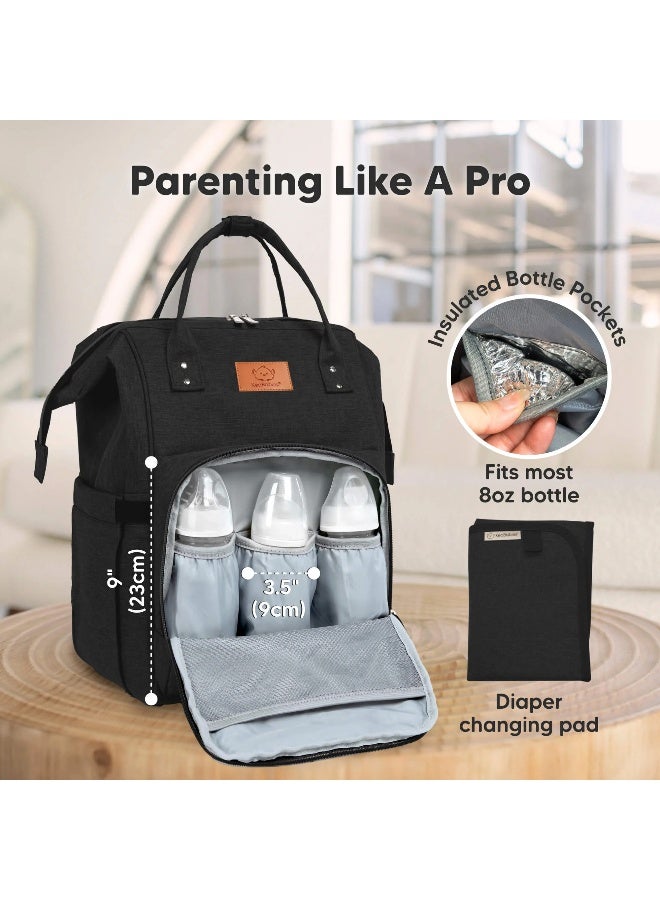 KeaBabies Original Diaper Bag, Baby Travel Organizer, Multi-Pocket, Trendy Black - Image 5