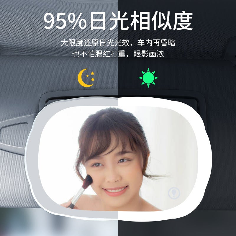Car Sun Visor With Light Makeup Mirror Led Light Touch Makeup Mirror Car Mirror Co-Pilot Makeup Mirror - Image 5