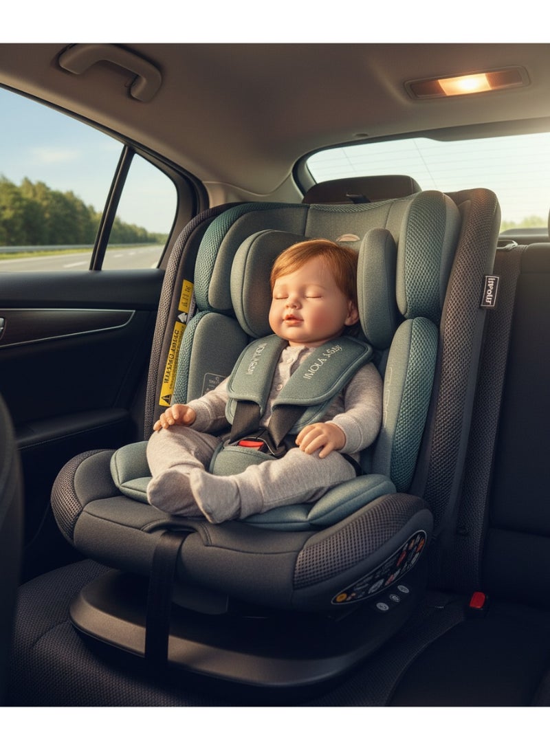 Lorelli Imola i-Size Isofix 360° Rotating Car Seat – Group 0+/1/2/3 (40–150 cm) – Adjustable Recline, Side Protection & Headrest – Green - Image 5