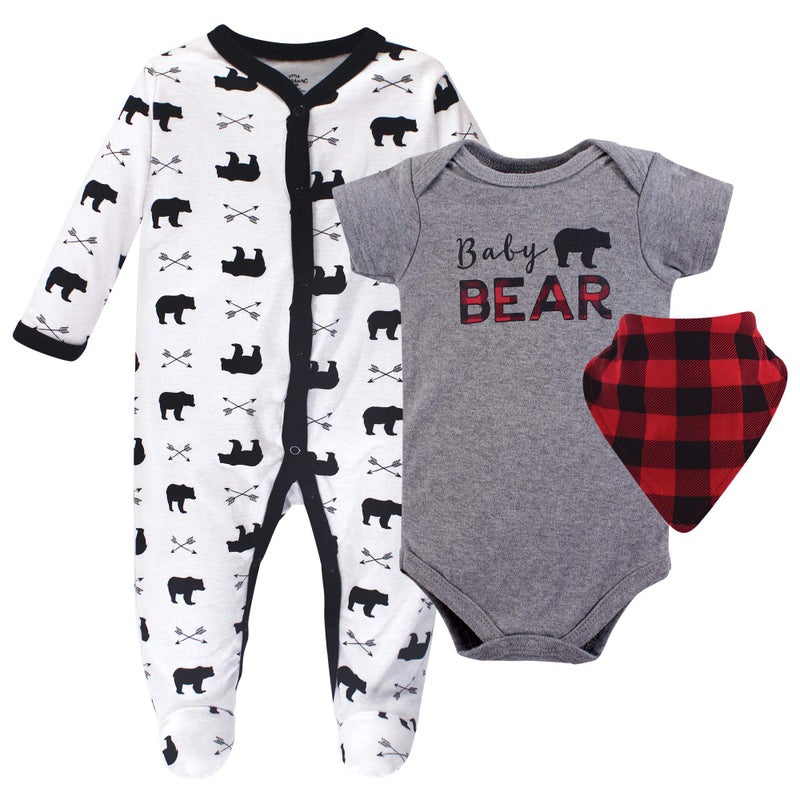 Little Treasure Unisex Baby Sleep and Play, Bodysuit and Bib, Baby Bear, 0-3 Months - Image 5