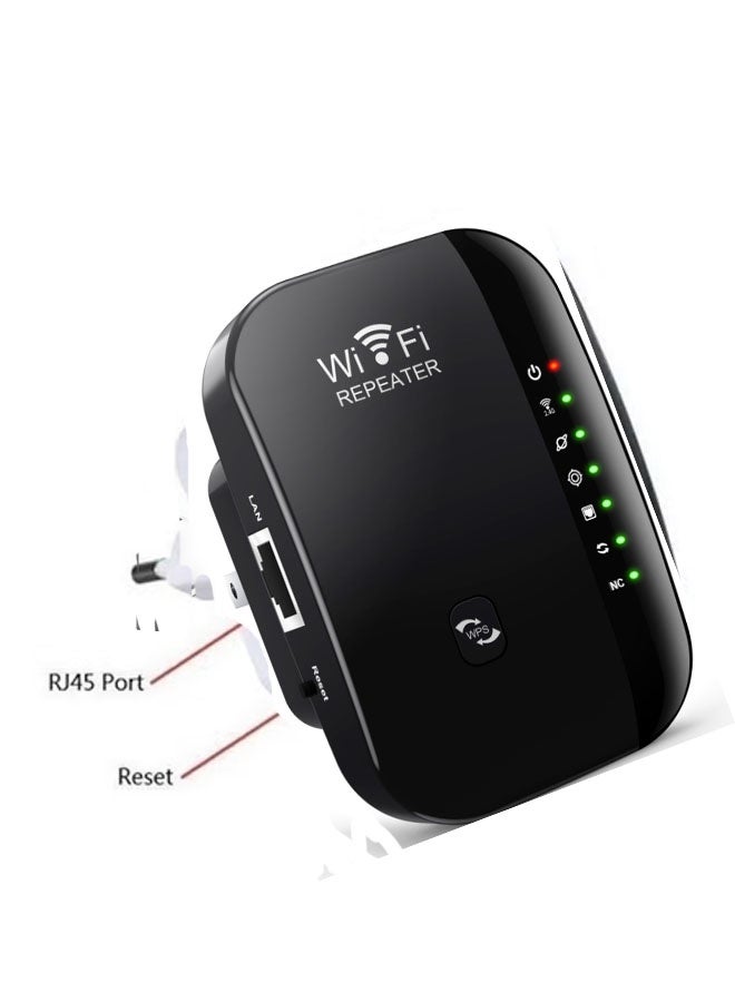 نيوترل مكرر WiFi، معزز إشارة الشبكة مع منفذ إيثرنت، موسع نطاق WiFi بسرعة 300 ميجابت في الثانية، مضخم شبكة لاسلكية (أسود) - Image 1