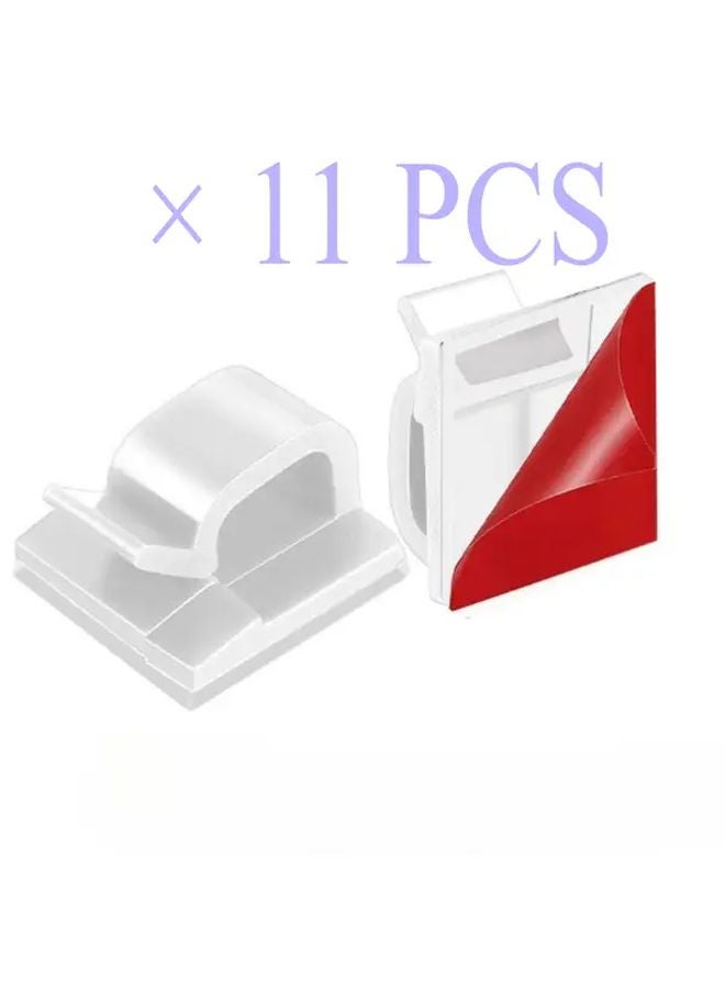 White 11PCS Cable Holder Organizer with Suction Cup Buckle Lock Heavy Duty Wire Management Clamp - Image 1