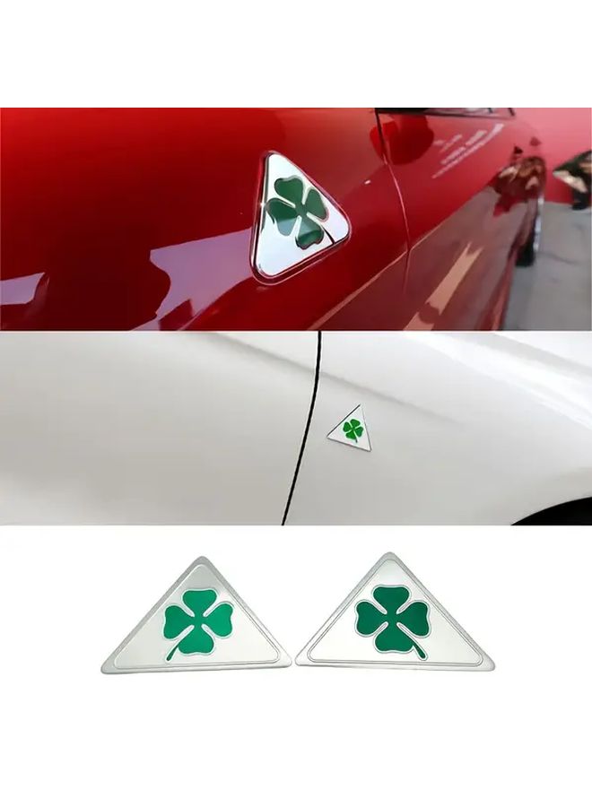 2pcs Lucky Four Leaf Clover Car Emblem Durable Metal Sticker Badge for Motorcycle Green Shamrock Decor - Image 4