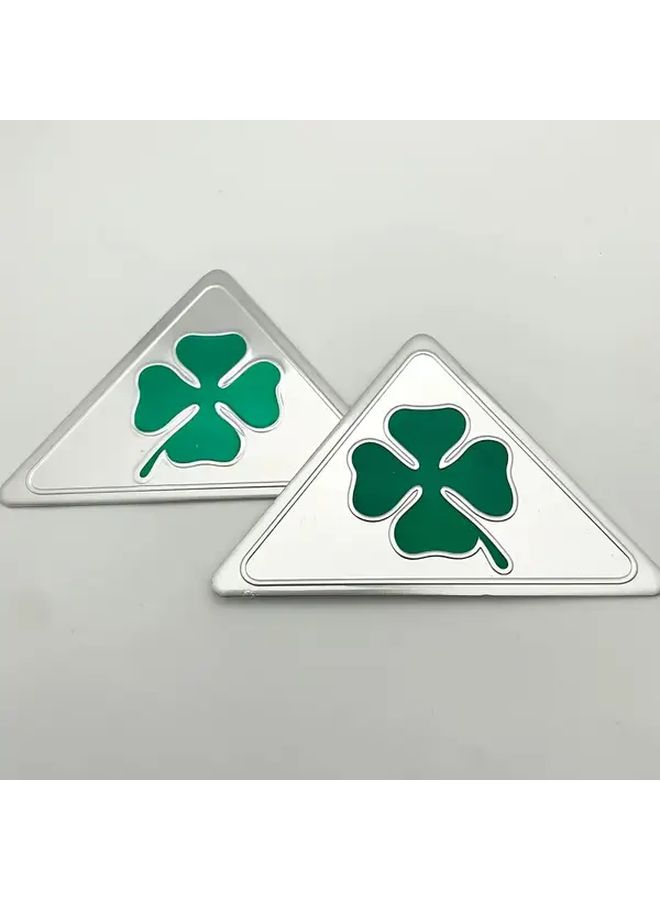 2pcs Lucky Four Leaf Clover Car Emblem Durable Metal Sticker Badge for Motorcycle Green Shamrock Decor - Image 3