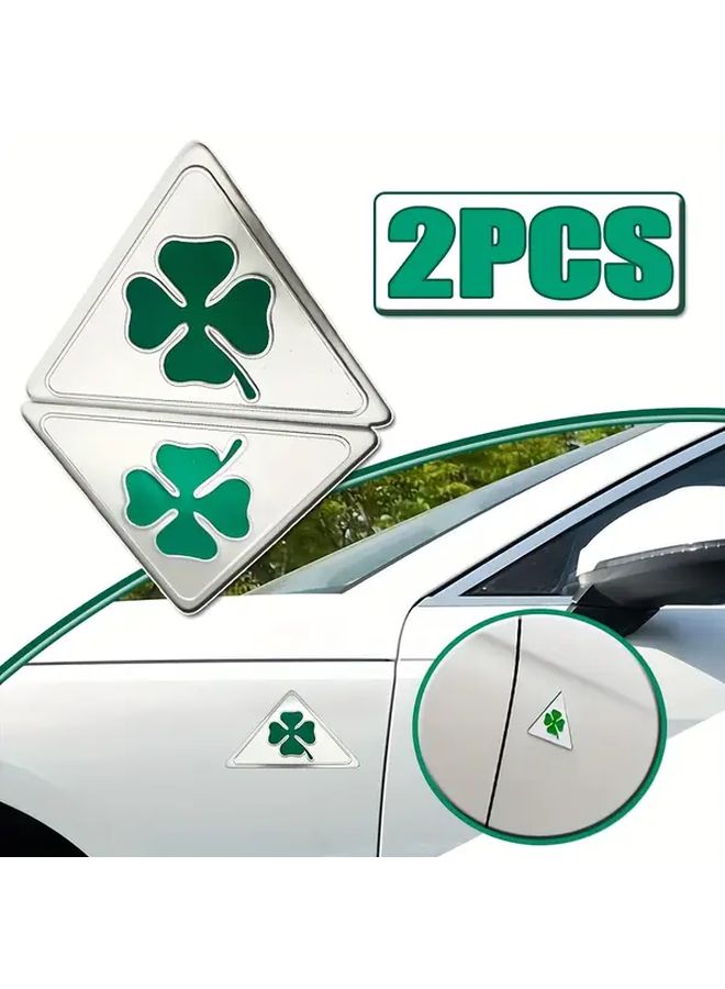2pcs Lucky Four Leaf Clover Car Emblem Durable Metal Sticker Badge for Motorcycle Green Shamrock Decor - Image 1