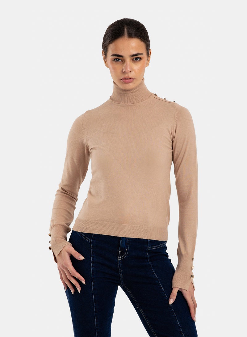 Clue Stitched Buttoned Slim Pullover - Image 1