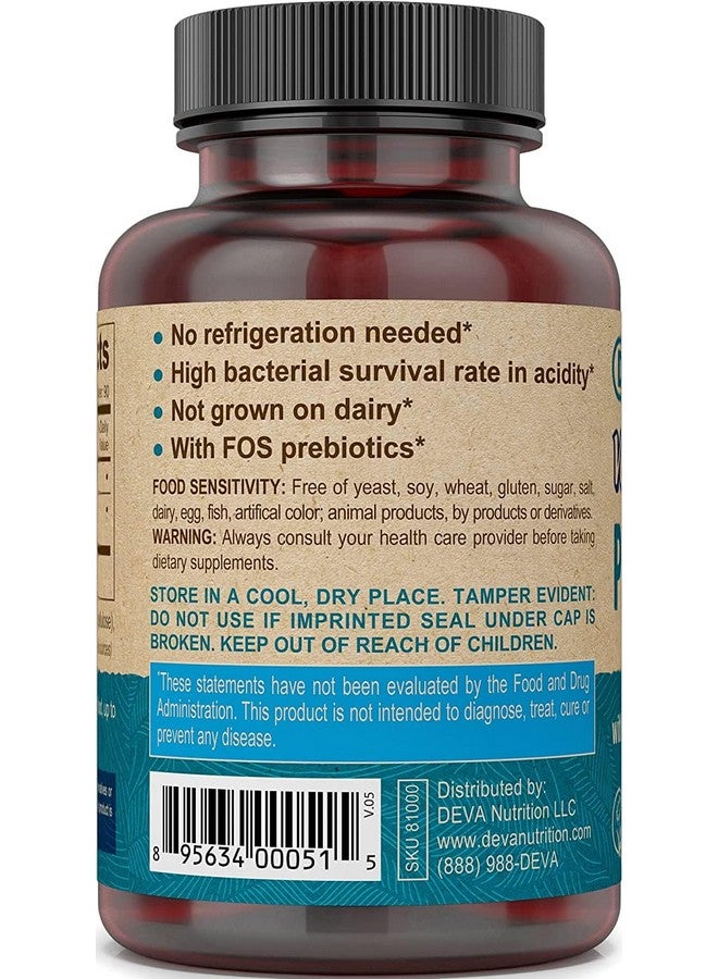 DEVA Vegan Probiotic with FOS Prebiotics Supplement - 2 Billion CFU with 100 MG of Prebiotics Per Serving for Men & Women - Non-Dairy Gluten Free - Naturally Shelf Stable - 90 Capsules (Pack of 2) - Image 3