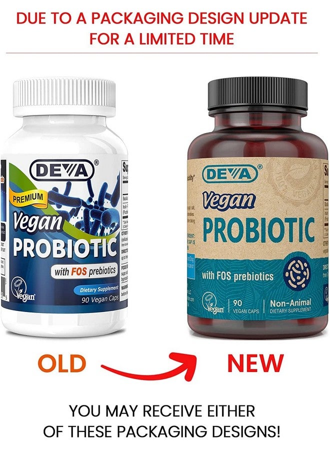 DEVA Vegan Probiotic with FOS Prebiotics Supplement - 2 Billion CFU with 100 MG of Prebiotics Per Serving for Men & Women - Non-Dairy Gluten Free - Naturally Shelf Stable - 90 Capsules (Pack of 2) - Image 2