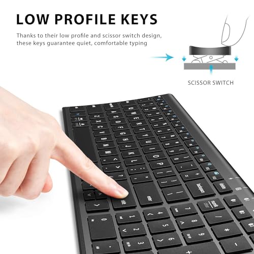 iClever Bluetooth Keyboard BK10, Wireless Keyboard for Mac, Multi-Device Easy-Switch for up to 3 Devices, Silent Compact Slim Keyboard for Windows, Laptop, iPhone, iMac, Desktop, PC, Black - Image 5