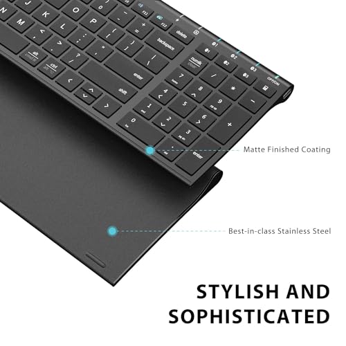 iClever Bluetooth Keyboard BK10, Wireless Keyboard for Mac, Multi-Device Easy-Switch for up to 3 Devices, Silent Compact Slim Keyboard for Windows, Laptop, iPhone, iMac, Desktop, PC, Black - Image 3