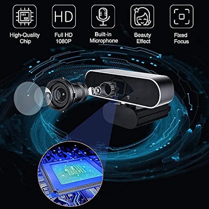 FULL HD 1080P WEBCAM FOR PC, COMPUTER WEB CAMERAS SUPPORT 360 DEGREE ROTATION DESKTOP LAPTOP WEBCAM WITH BUILT-IN MICROPHONE PLUG AND PLAY SUITABLE FOR ONLINE CLASSES SMALL MEETINGS - Image 2