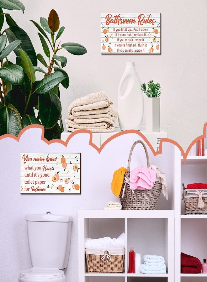 Yookeer لوحة جدارية خشبية من قطعتين بتصميم الخوخ من يوكير، تُستخدم كديكور للحمام، وتُعلق على الحائط، وتُضفي لمسة ريفية لطيفة على ديكور المنزل، مقاس 12 × 6 بوصة. - Image 5