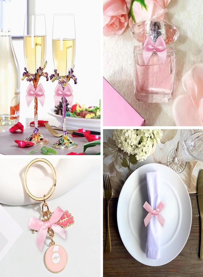 HFKPJRT 300Pcs Mini Pink Satin Bows, 1.5" & 1" Pre-Tied Bows for Crafts, Gift Wrapping, Wedding, Baby Shower, Valentine's Day, Bridal Shower Decorations - Image 4