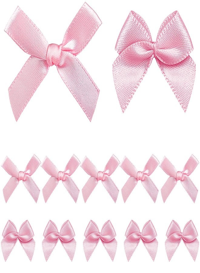 HFKPJRT 300Pcs Mini Pink Satin Bows, 1.5" & 1" Pre-Tied Bows for Crafts, Gift Wrapping, Wedding, Baby Shower, Valentine's Day, Bridal Shower Decorations - Image 1