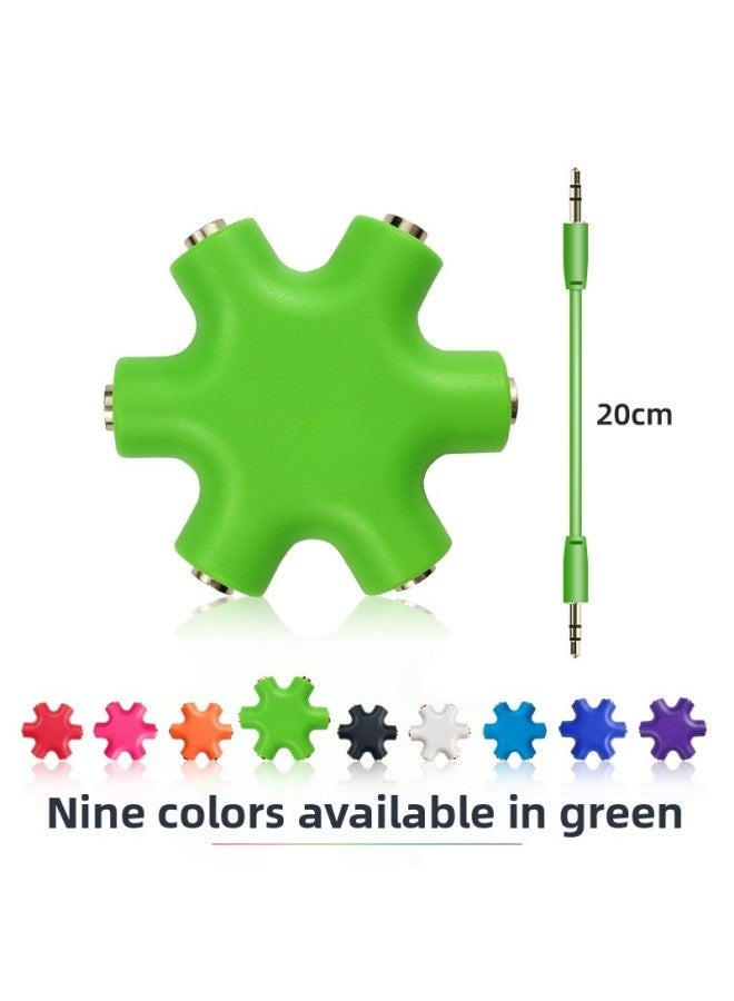 One Point Five Music Splitter 3.5mm Split Port Sharer Hexagonal Adapter Spot!-Color:Green  - Image 1