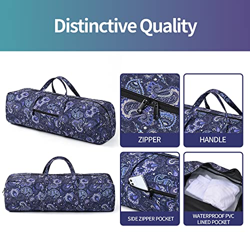 Boulder Bee | Yoga Mat Bag | Large Yoga Mat Carrier with Wet Pocket | Yoga Gifts | Gym Tote Bag for Women (Blue) - Image 3