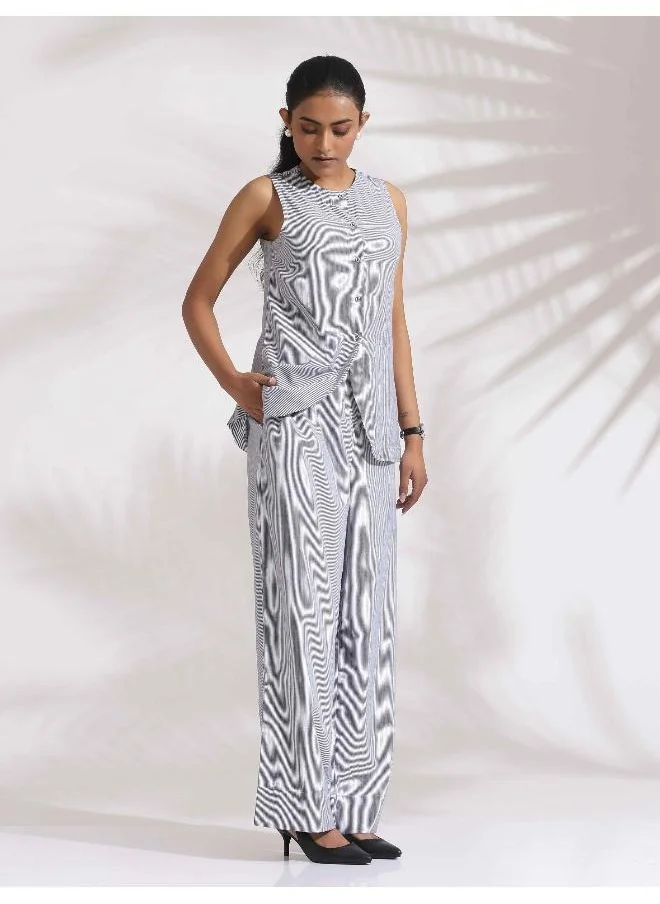 ترو برونز trueBrowns Grey Cotton Stripe Co-ord Set