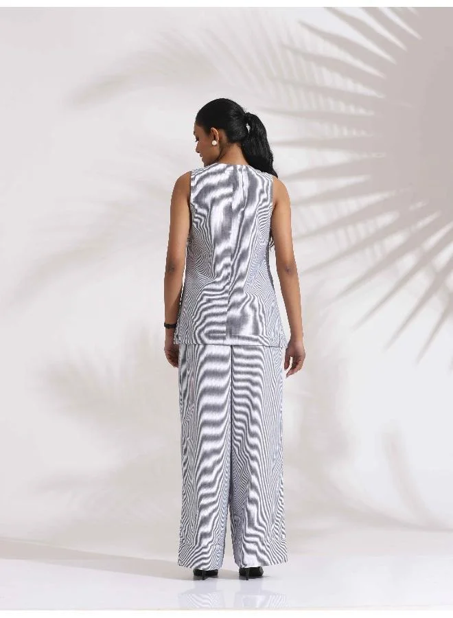 trueBrowns Grey Cotton Stripe Co-ord Set
