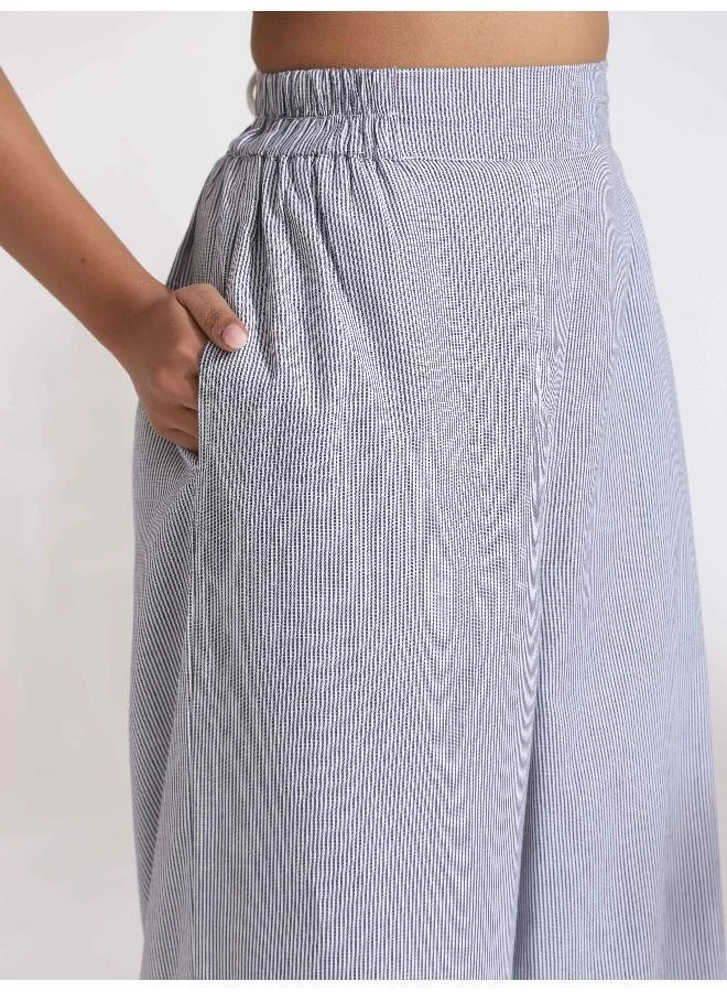trueBrowns Grey Cotton Stripe Co-ord Set