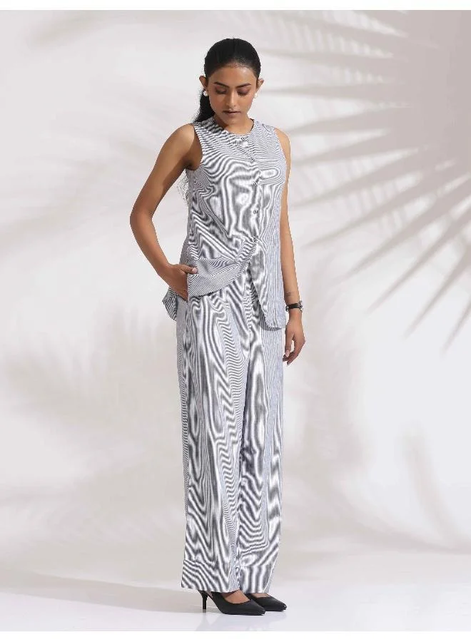 trueBrowns Grey Cotton Stripe Co-ord Set