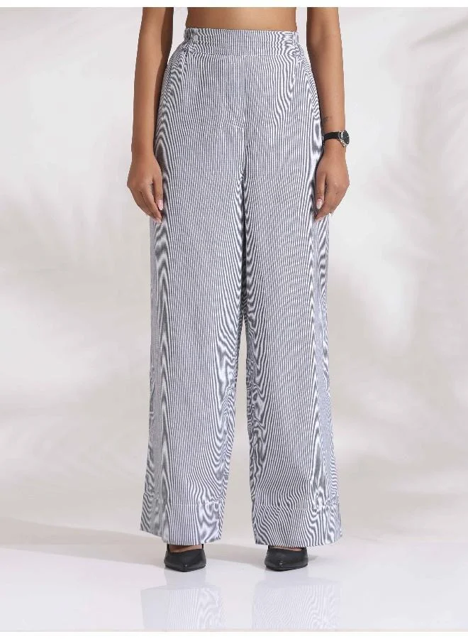 trueBrowns Grey Cotton Stripe Co-ord Set