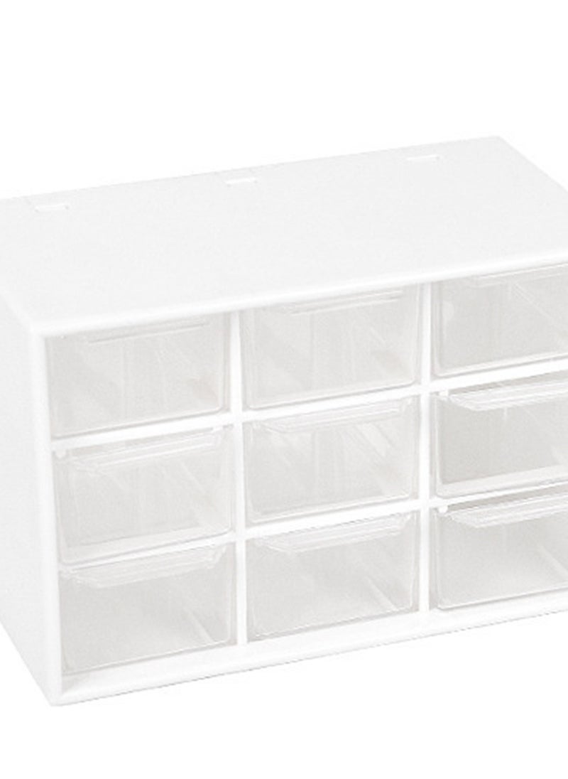 Rightsure - Rightsure Desktop Organizer, Dust Proof Jiugongge Small Drawer Jewelry Storage Box, Plastic Storage with Drawer Transparent White, Mini Drawers for Craft Jewelry Cosmetics Art Sewing Supplies - Image 1