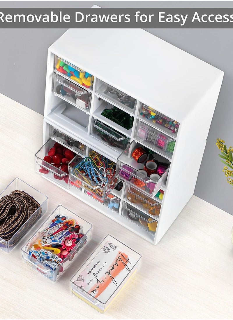Rightsure - Rightsure Desktop Organizer, Dust Proof Jiugongge Small Drawer Jewelry Storage Box, Plastic Storage with Drawer Transparent White, Mini Drawers for Craft Jewelry Cosmetics Art Sewing Supplies - Image 1