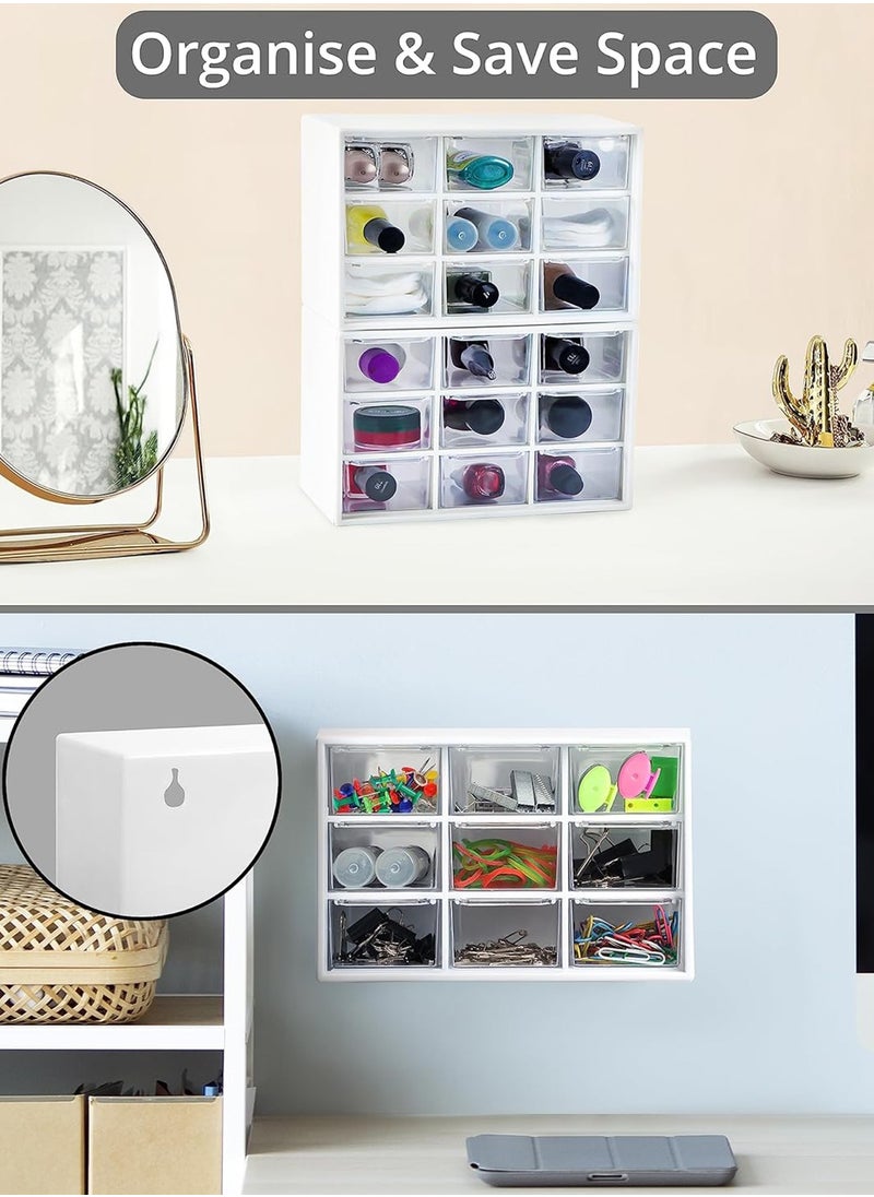 Rightsure - Rightsure Desktop Organizer, Dust Proof Jiugongge Small Drawer Jewelry Storage Box, Plastic Storage with Drawer Transparent White, Mini Drawers for Craft Jewelry Cosmetics Art Sewing Supplies - Image 1