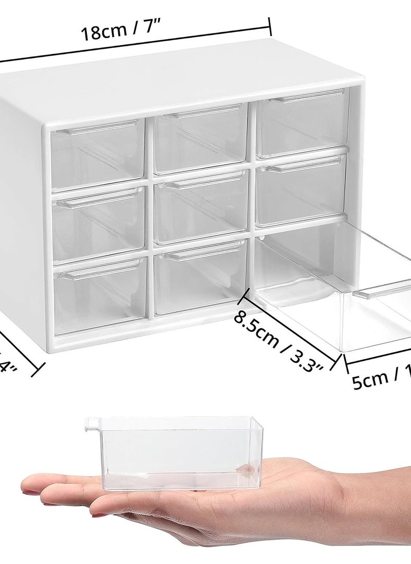 Rightsure - Rightsure Desktop Organizer, Dust Proof Jiugongge Small Drawer Jewelry Storage Box, Plastic Storage with Drawer Transparent White, Mini Drawers for Craft Jewelry Cosmetics Art Sewing Supplies - Image 1